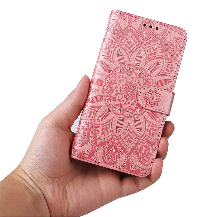 Phone Case for vivo V25 5G / V25e 4G , Sunflower Imprinted Wallet Stand Phone Leather Cover with Strap - Pink