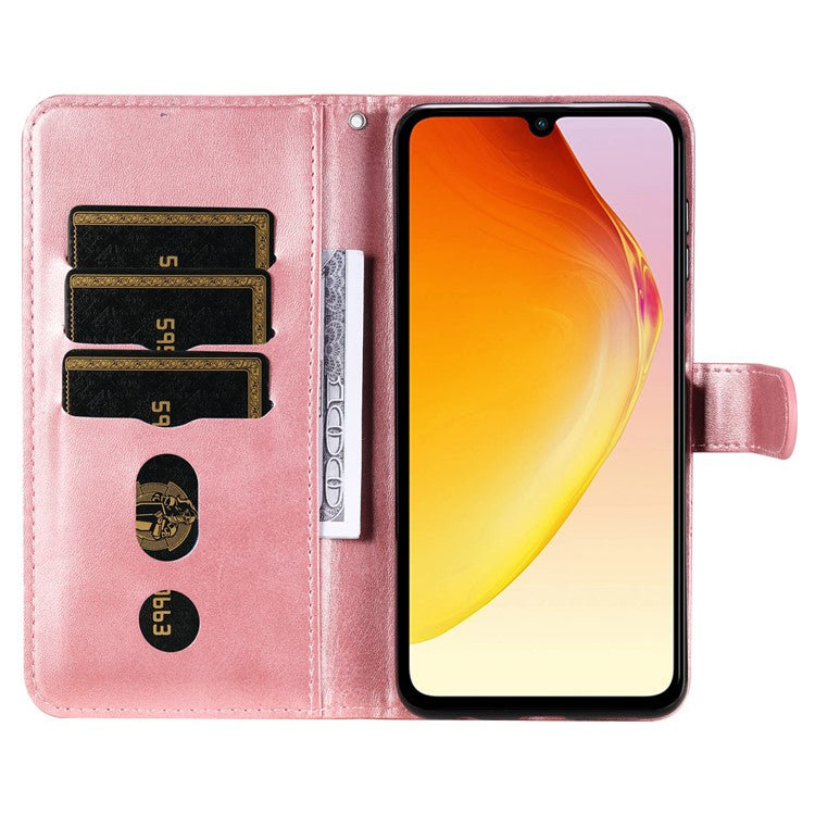 For vivo V25 5G / V25e 4G Calf Texture PU Leather Wallet Phone Case Zipper Pocket Flip Stand Cover - Pink