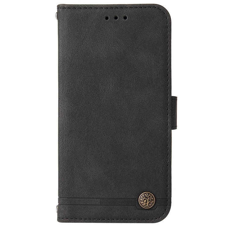 For vivo V25e 4G / V25 5G Skin-touch Feeling Leather Phone Case Tree Pattern Imprinted Lines Cover Stand Wallet - Black