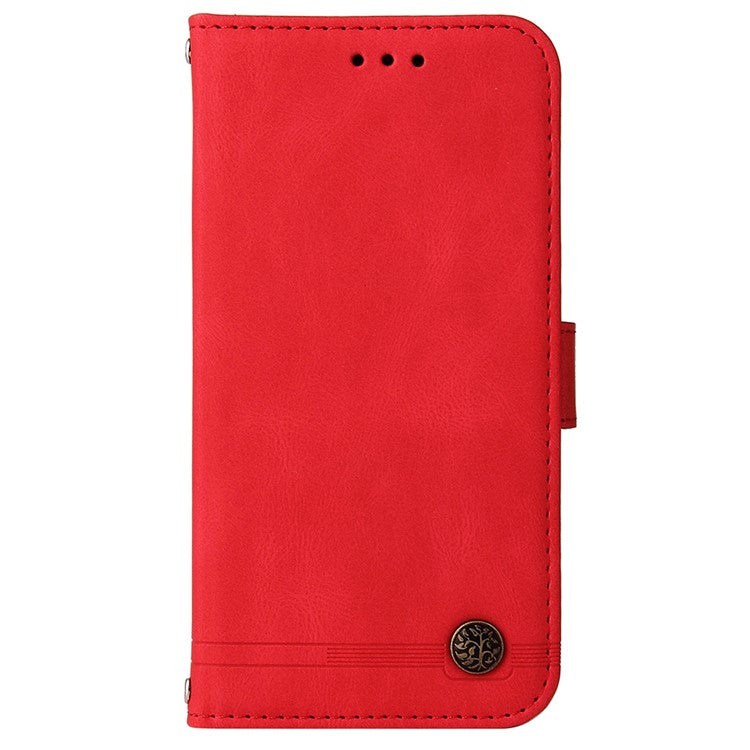 For vivo V25e 4G / V25 5G Skin-touch Feeling Leather Phone Case Tree Pattern Imprinted Lines Cover Stand Wallet - Red