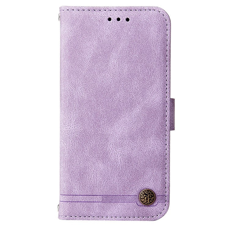 For vivo V25e 4G / V25 5G Skin-touch Feeling Leather Phone Case Tree Pattern Imprinted Lines Cover Stand Wallet - Purple