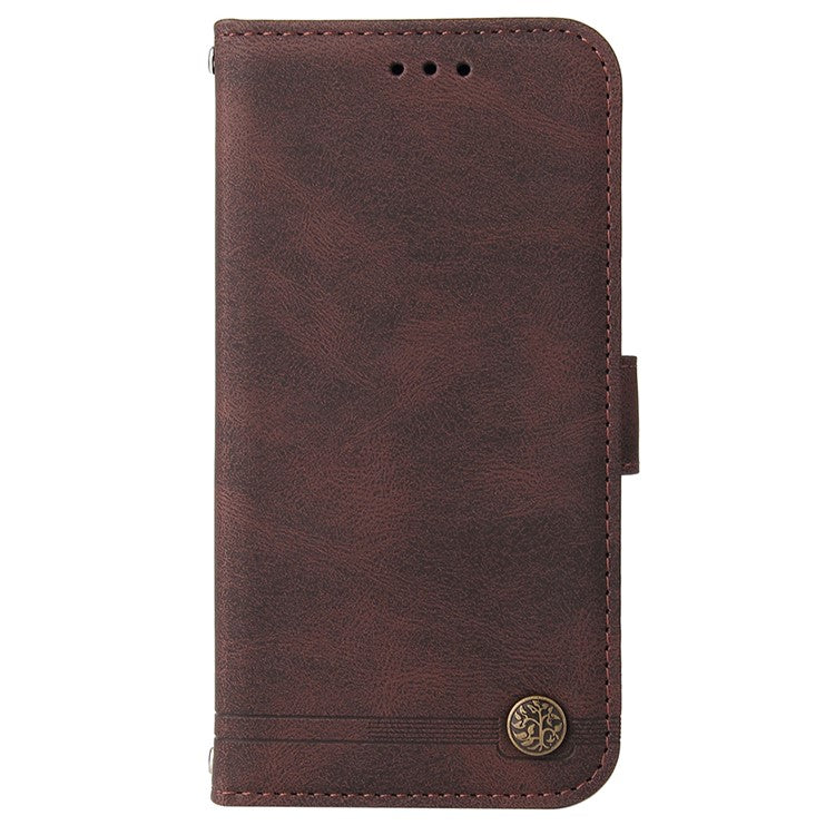 For vivo V25e 4G / V25 5G Skin-touch Feeling Leather Phone Case Tree Pattern Imprinted Lines Cover Stand Wallet - Brown