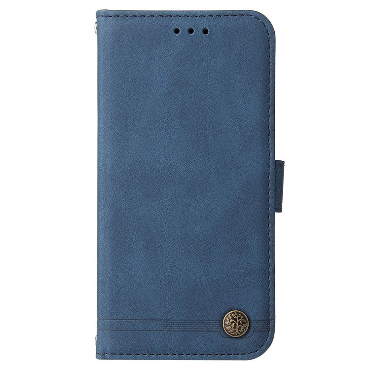 For vivo Y02 4G Magnetic Closure Phone Cover Skin-touch Feeling Leather Imprinted Lines Stand Case Wallet - Blue