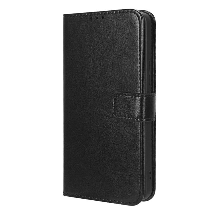 For vivo V27e 5G / S16e 5G Leather Stand Wallet Phone Case Crazy Horse Texture Full Protection Cover - Black