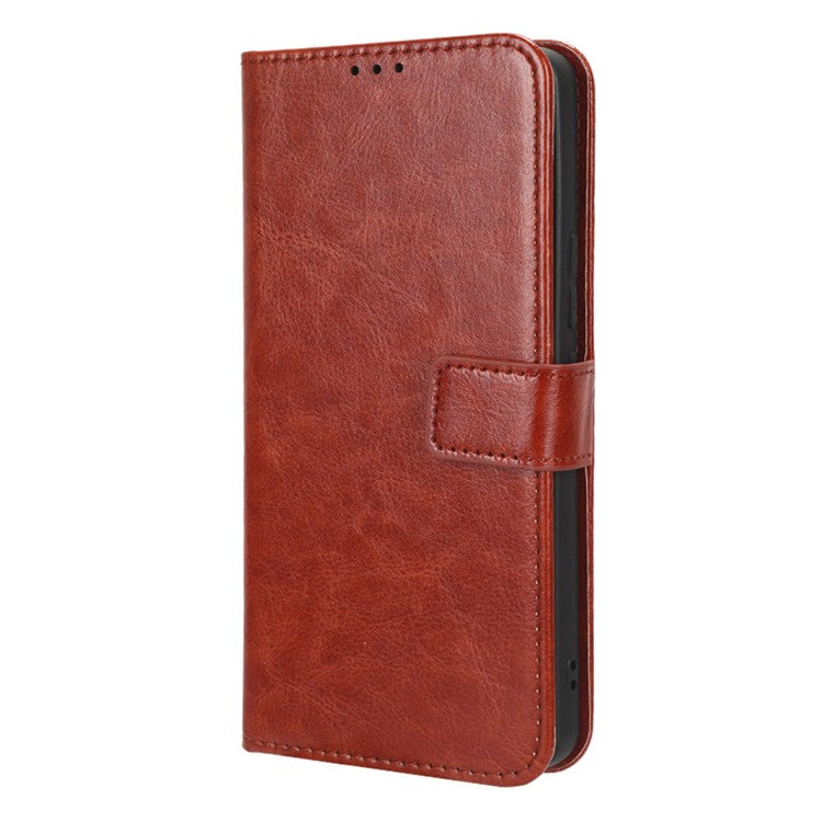 For vivo V27e 5G / S16e 5G Leather Stand Wallet Phone Case Crazy Horse Texture Full Protection Cover - Brown