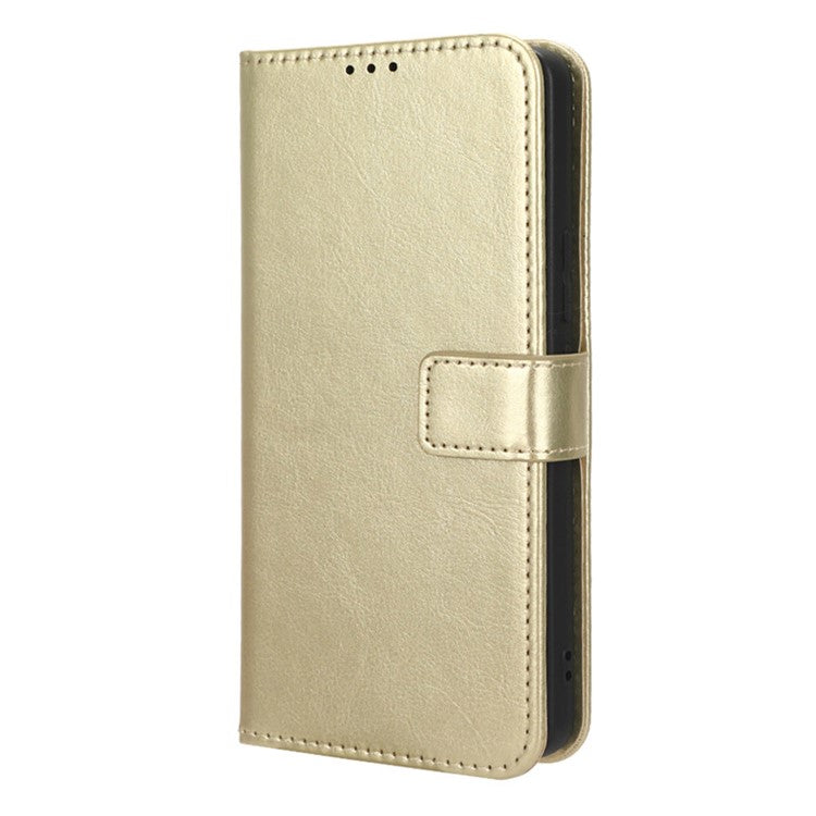 For vivo V27e 5G / S16e 5G Leather Stand Wallet Phone Case Crazy Horse Texture Full Protection Cover - Gold