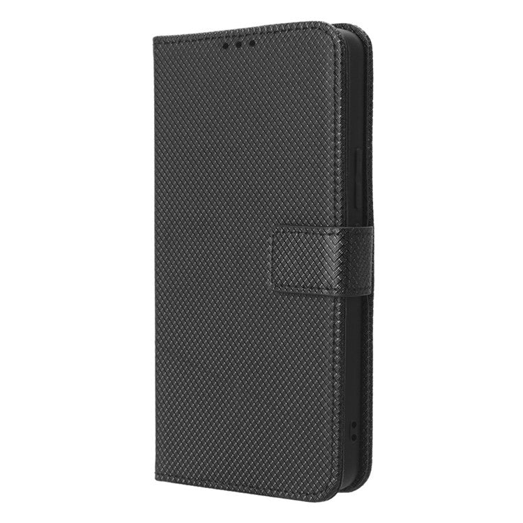 For vivo V27e 5G / S16e 5G Protective Phone Case Diamond Texture Wallet Stand Phone Leather Cover - Black