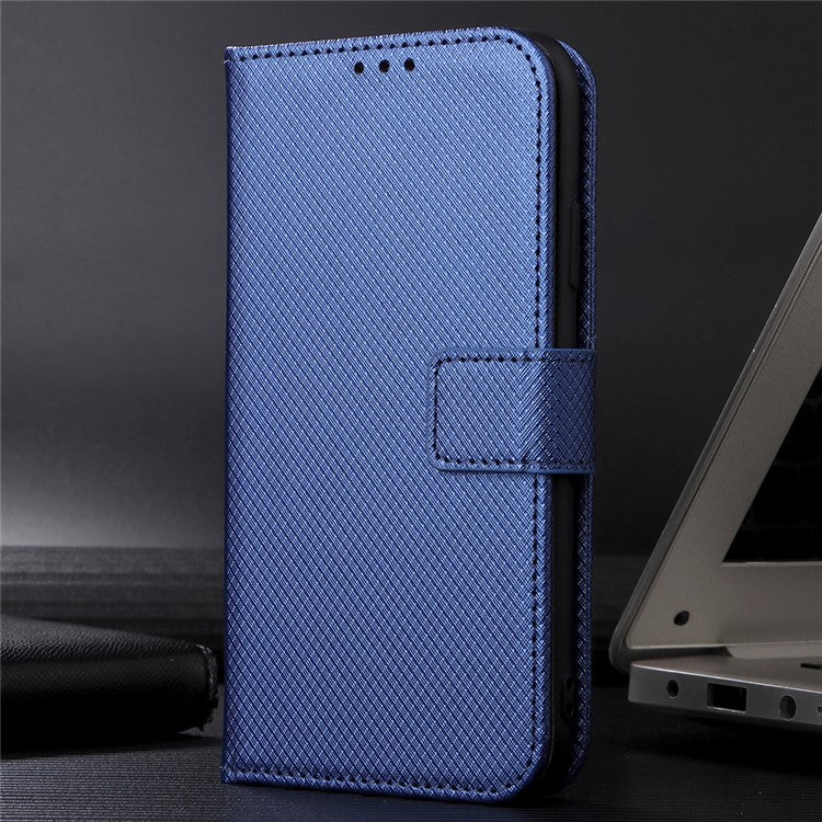 For vivo V27e 5G / S16e 5G Protective Phone Case Diamond Texture Wallet Stand Phone Leather Cover - Blue