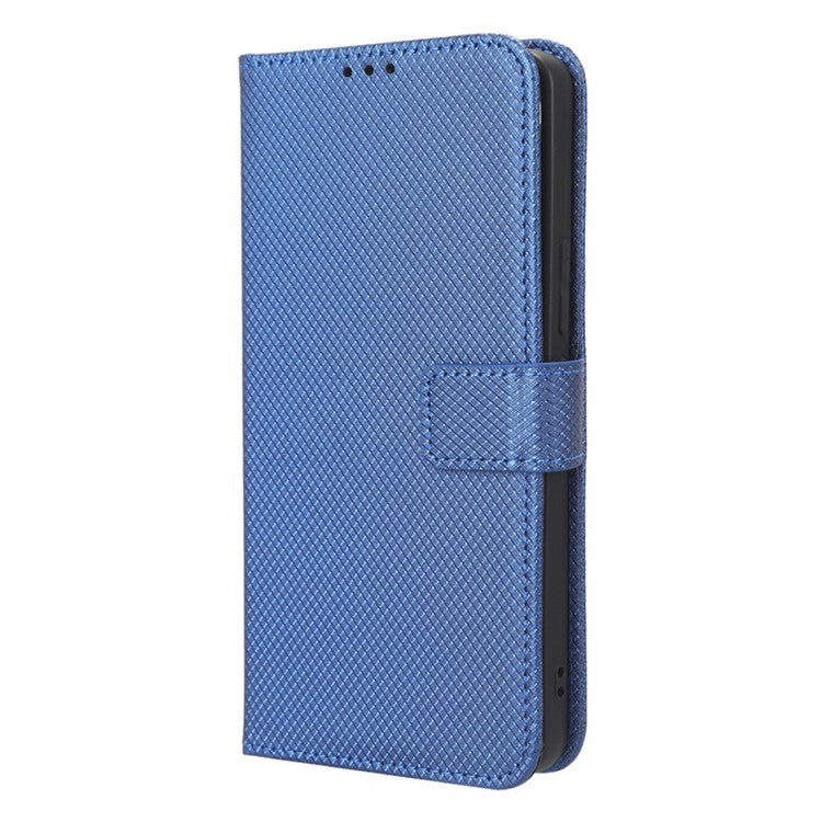 For vivo V27e 5G / S16e 5G Protective Phone Case Diamond Texture Wallet Stand Phone Leather Cover - Blue