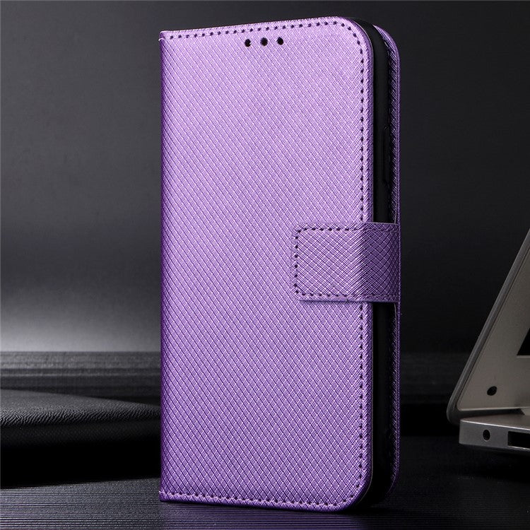 For vivo V27e 5G / S16e 5G Protective Phone Case Diamond Texture Wallet Stand Phone Leather Cover - Purple