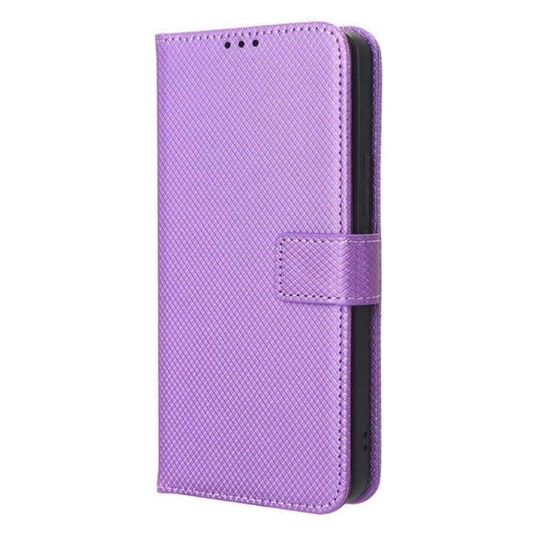 For vivo V27e 5G / S16e 5G Protective Phone Case Diamond Texture Wallet Stand Phone Leather Cover - Purple