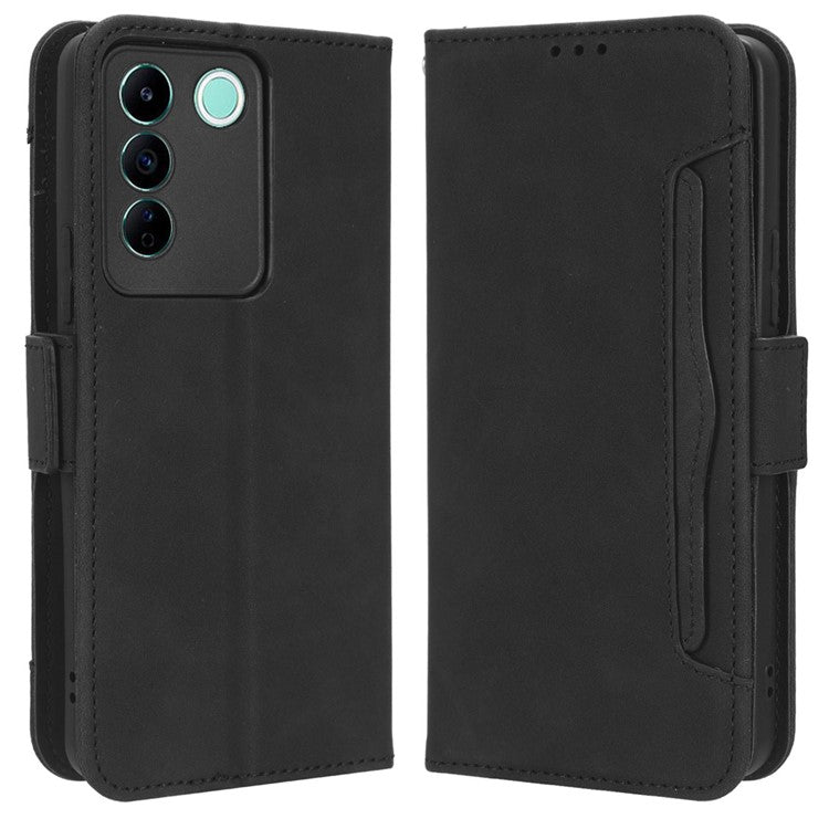 For vivo V27e 4G / S16e 5G PU Leather Wallet Case Multiple Card Slots Stand Phone Cover - Black