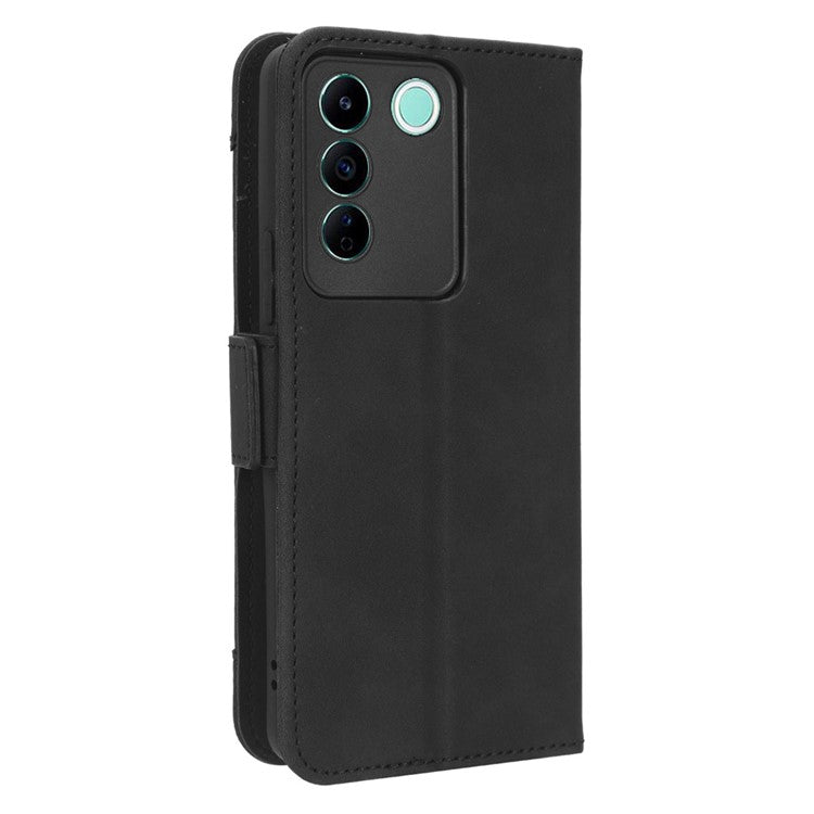 For vivo V27e 4G / S16e 5G PU Leather Wallet Case Multiple Card Slots Stand Phone Cover - Black