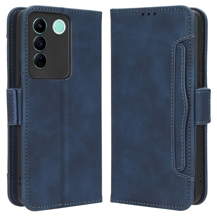 For vivo V27e 4G / S16e 5G PU Leather Wallet Case Multiple Card Slots Stand Phone Cover - Blue