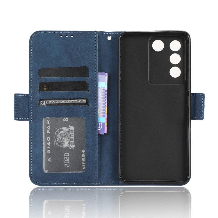 For vivo V27e 4G / S16e 5G PU Leather Wallet Case Multiple Card Slots Stand Phone Cover - Blue