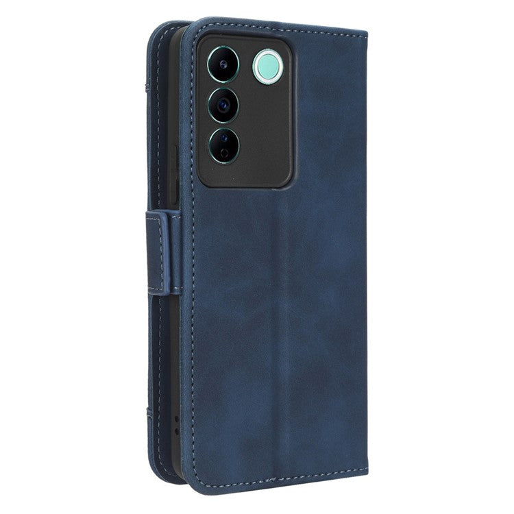 For vivo V27e 4G / S16e 5G PU Leather Wallet Case Multiple Card Slots Stand Phone Cover - Blue