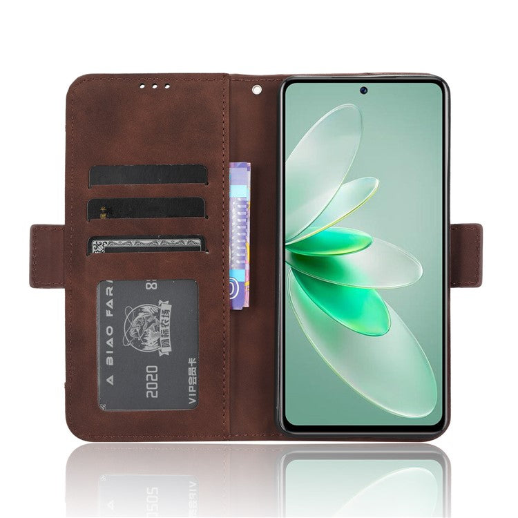 For vivo V27e 4G / S16e 5G PU Leather Wallet Case Multiple Card Slots Stand Phone Cover - Brown