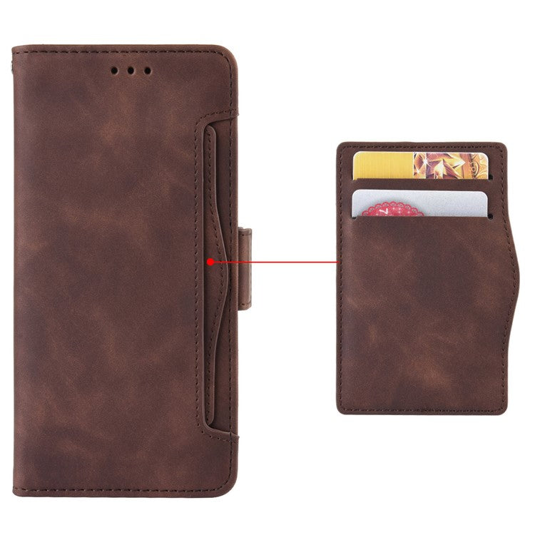 For vivo V27e 4G / S16e 5G PU Leather Wallet Case Multiple Card Slots Stand Phone Cover - Brown