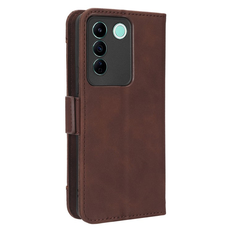 For vivo V27e 4G / S16e 5G PU Leather Wallet Case Multiple Card Slots Stand Phone Cover - Brown