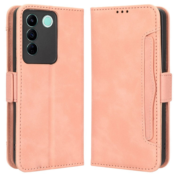 For vivo V27e 4G / S16e 5G PU Leather Wallet Case Multiple Card Slots Stand Phone Cover - Pink