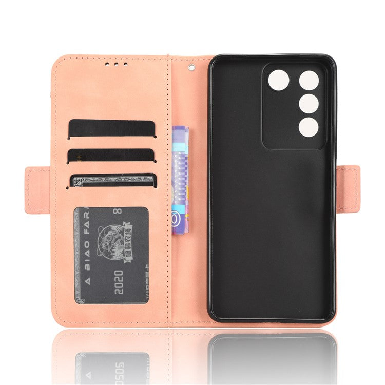 For vivo V27e 4G / S16e 5G PU Leather Wallet Case Multiple Card Slots Stand Phone Cover - Pink