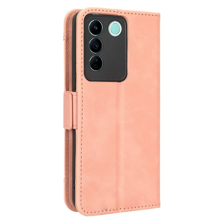 For vivo V27e 4G / S16e 5G PU Leather Wallet Case Multiple Card Slots Stand Phone Cover - Pink