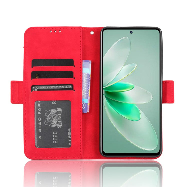 For vivo V27e 4G / S16e 5G PU Leather Wallet Case Multiple Card Slots Stand Phone Cover - Red