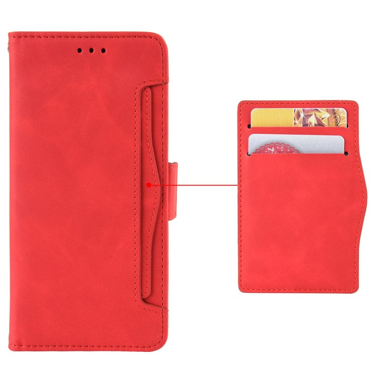 For vivo V27e 4G / S16e 5G PU Leather Wallet Case Multiple Card Slots Stand Phone Cover - Red