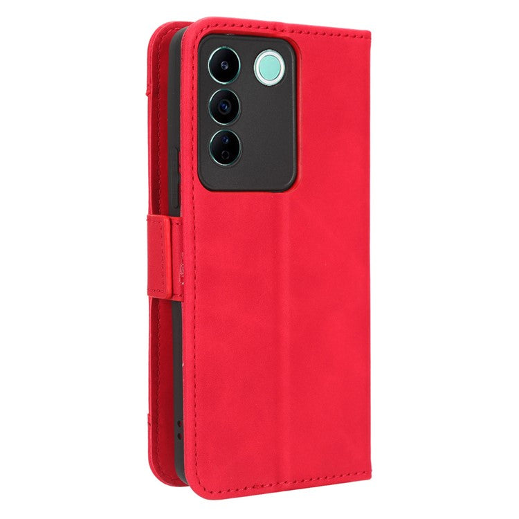 For vivo V27e 4G / S16e 5G PU Leather Wallet Case Multiple Card Slots Stand Phone Cover - Red