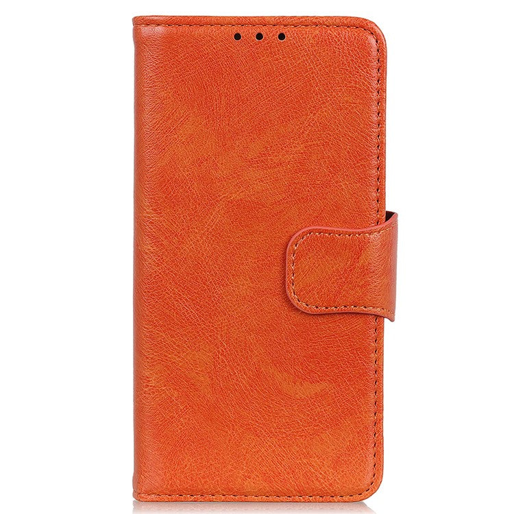 Wallet Stand Phone Case for Google Pixel 7a , Split Leather Nappa Texture Anti-Dust Phone Cover - Orange