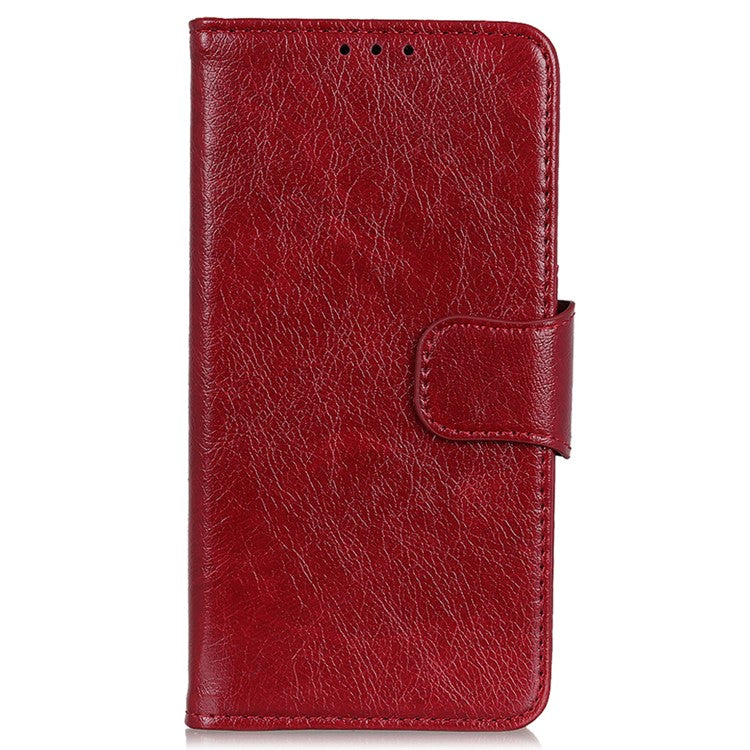 Wallet Stand Phone Case for Google Pixel 7a , Split Leather Nappa Texture Anti-Dust Phone Cover - Red