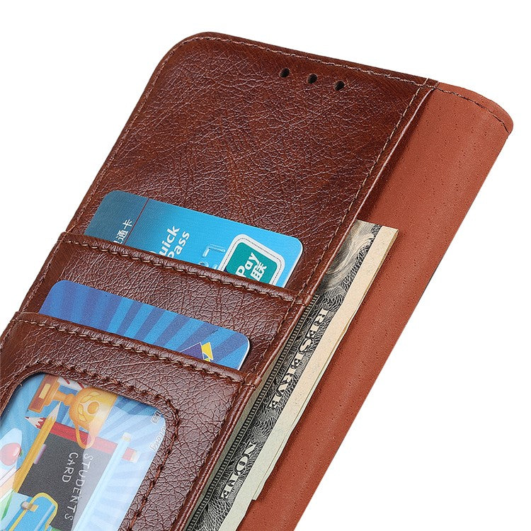 Wallet Stand Phone Case for Google Pixel 7a , Split Leather Nappa Texture Anti-Dust Phone Cover - Brown