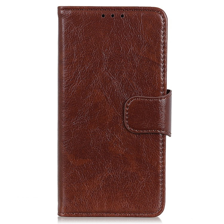 Wallet Stand Phone Case for Google Pixel 7a , Split Leather Nappa Texture Anti-Dust Phone Cover - Brown