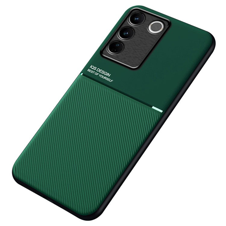 Slim Phone Case for vivo S16 / S16 Pro Shockproof Cover Lines Imprinted PU Leather TPU Case - Green