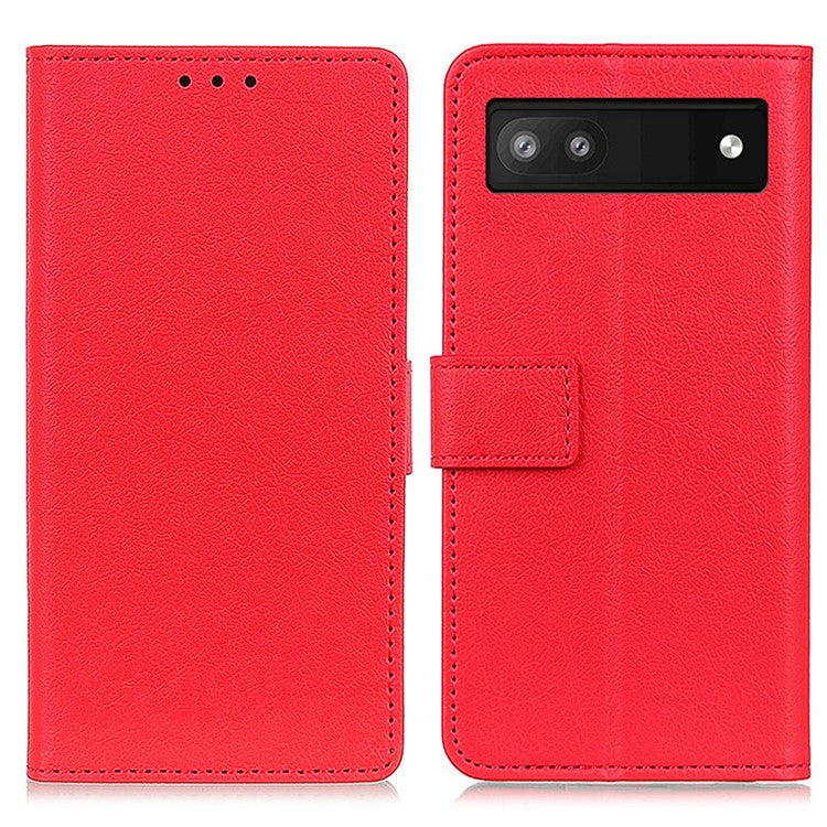 For Google Pixel 7a Anti-drop Leather Phone Case Wallet Stand Cell Phone Cover - Red