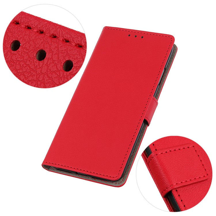 For Google Pixel 7a Anti-drop Leather Phone Case Wallet Stand Cell Phone Cover - Red