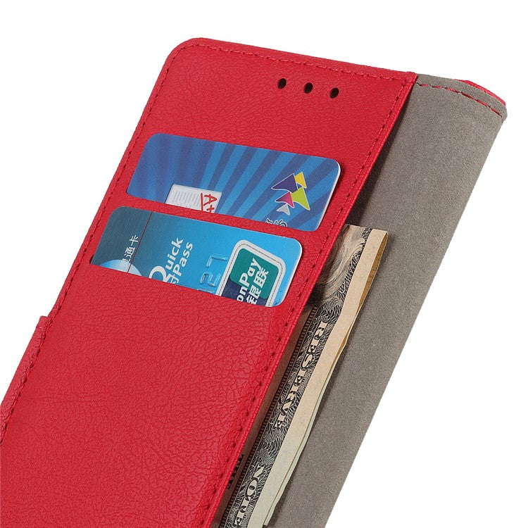 For Google Pixel 7a Anti-drop Leather Phone Case Wallet Stand Cell Phone Cover - Red