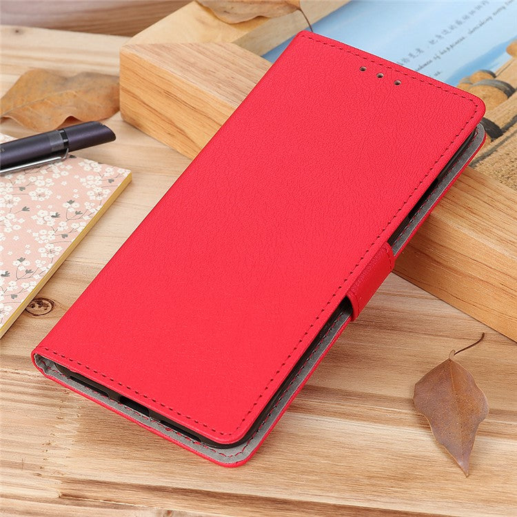 For Google Pixel 7a Anti-drop Leather Phone Case Wallet Stand Cell Phone Cover - Red