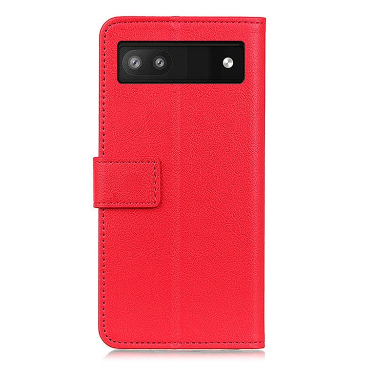 For Google Pixel 7a Anti-drop Leather Phone Case Wallet Stand Cell Phone Cover - Red