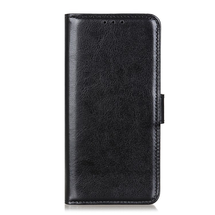 For Google Pixel 7a Wallet Stand Phone Leather Case Crazy Horse Texture Smartphone Cover - Black