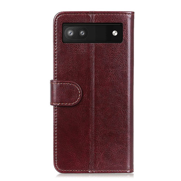 For Google Pixel 7a Wallet Stand Phone Leather Case Crazy Horse Texture Smartphone Cover - Brown