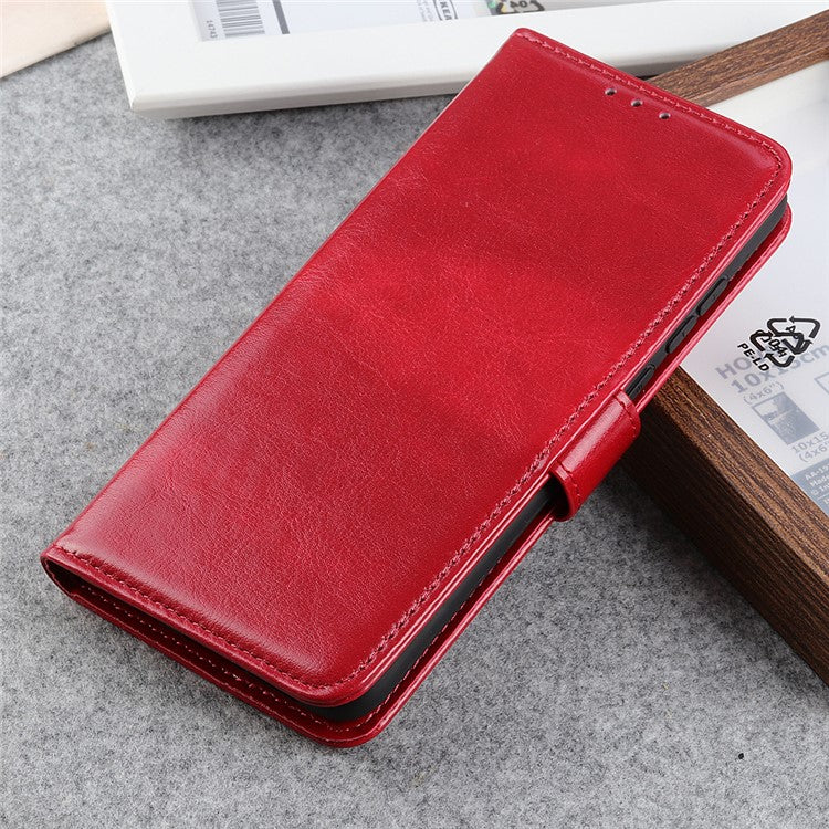 For Google Pixel 7a Wallet Stand Phone Leather Case Crazy Horse Texture Smartphone Cover - Red