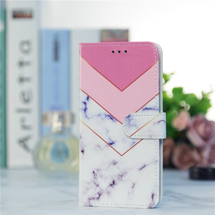 For Google Pixel 6a Stand Wallet Phone Case Pattern Printing PU Leather Cover with Strap - Smoke Marble