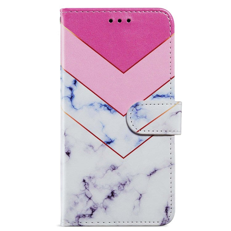 For Google Pixel 6a Stand Wallet Phone Case Pattern Printing PU Leather Cover with Strap - Smoke Marble