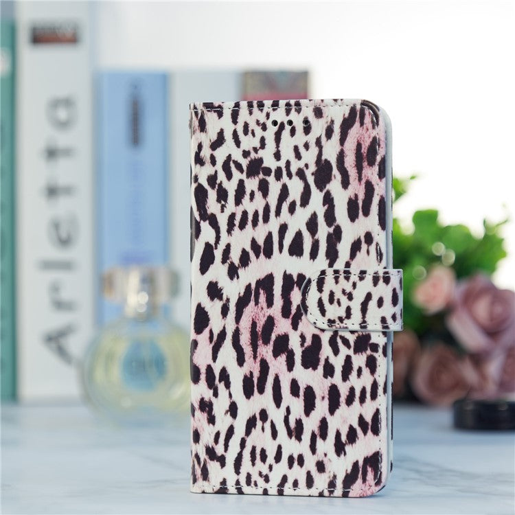 For Google Pixel 6a Stand Wallet Phone Case Pattern Printing PU Leather Cover with Strap - Leopard