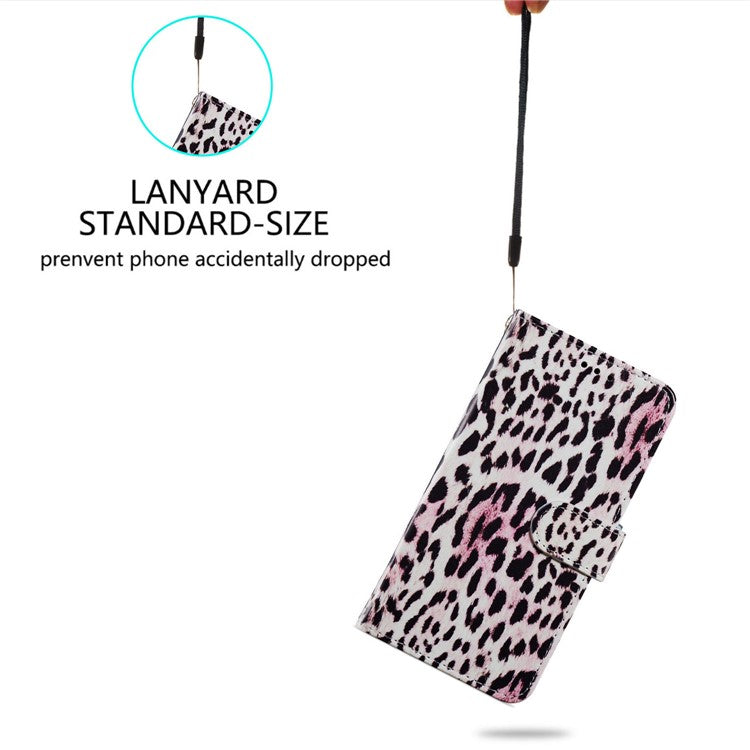 For Google Pixel 6a Stand Wallet Phone Case Pattern Printing PU Leather Cover with Strap - Leopard