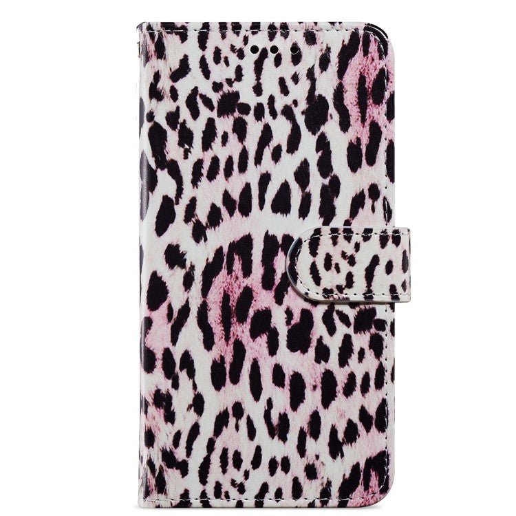 For Google Pixel 6a Stand Wallet Phone Case Pattern Printing PU Leather Cover with Strap - Leopard