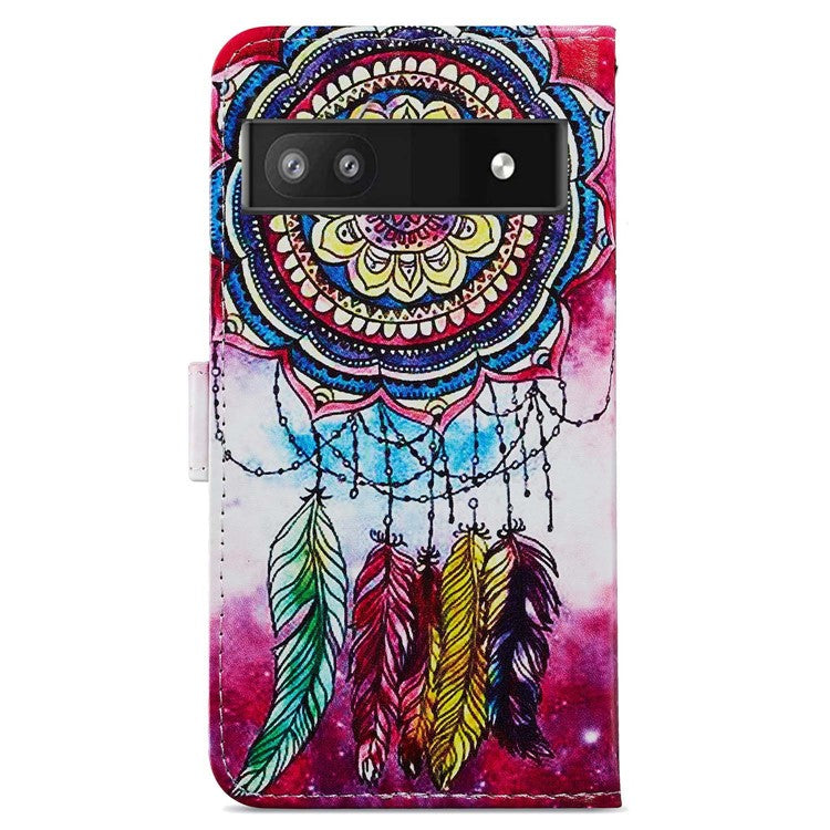 For Google Pixel 6a Stand Wallet Phone Case Pattern Printing PU Leather Cover with Strap - Dream Catcher