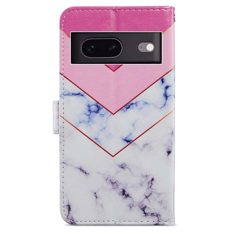 For Google Pixel 7 5G PU Leather Pattern Printing Phone Case Wallet Stand Flip Folio Cover - Smoke Marble