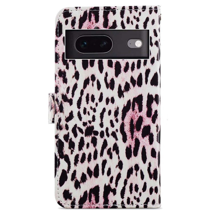 For Google Pixel 7 5G PU Leather Pattern Printing Phone Case Wallet Stand Flip Folio Cover - Leopard